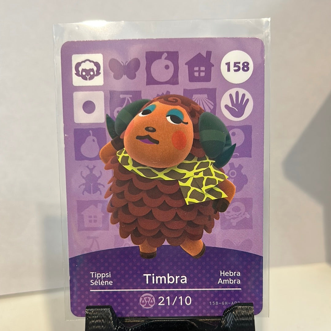 Amiibo #158 TIMBRA SERIES 2 - new & UNSCANNED S1 Animal Crossing Genuine Card NEVER USED