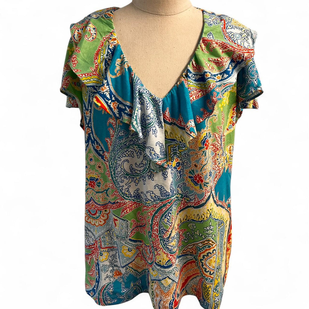 Ralph Lauren paisley ruffle top