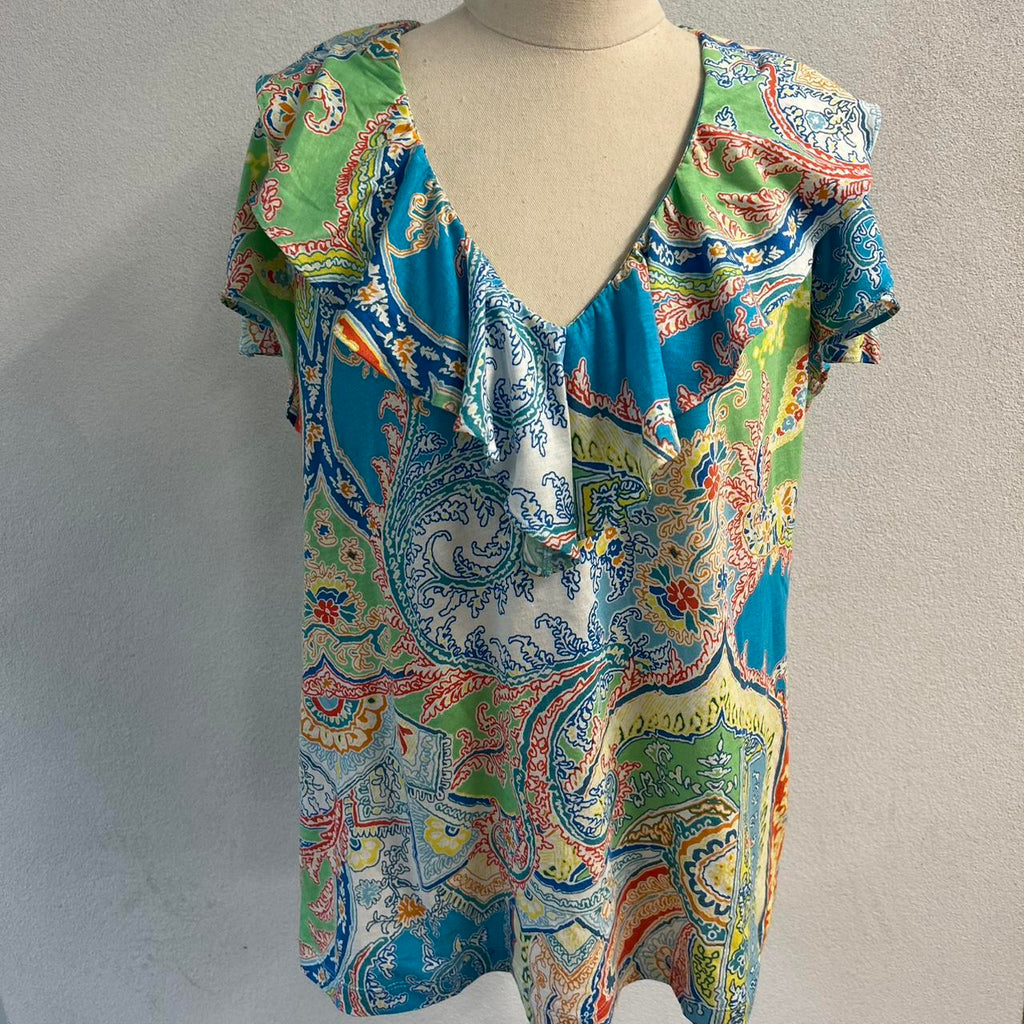 Ralph Lauren paisley ruffle top