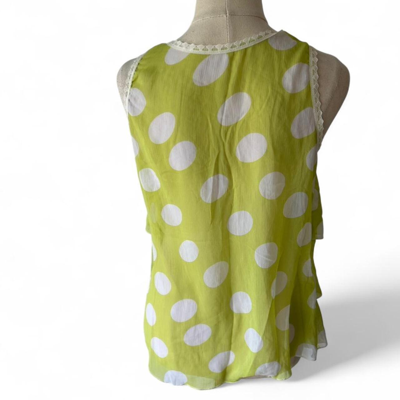 Y2K Green polka dot babydoll top with lace trim and bow
