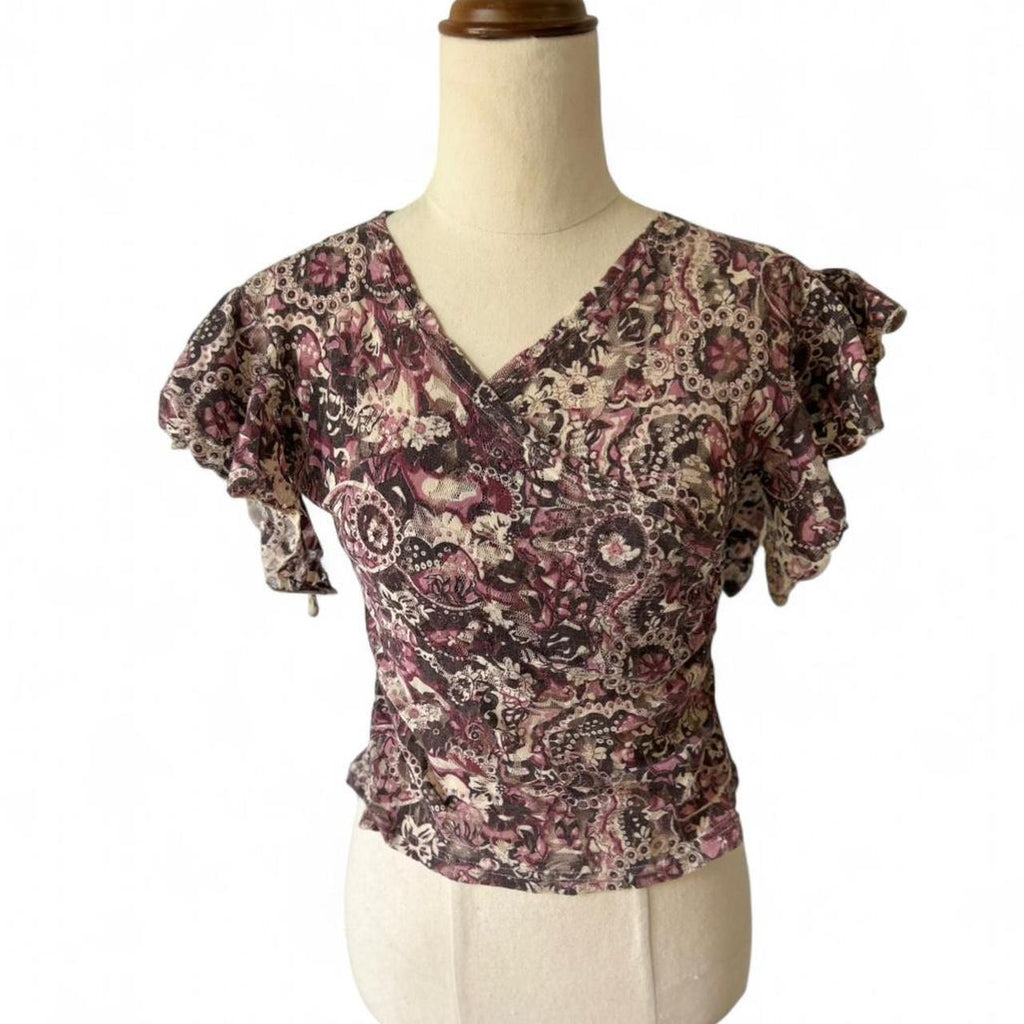 Y2k 2000’s paisley print ruffle top
