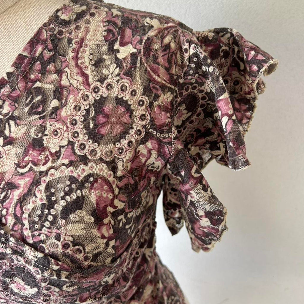 Y2k 2000’s paisley print ruffle top
