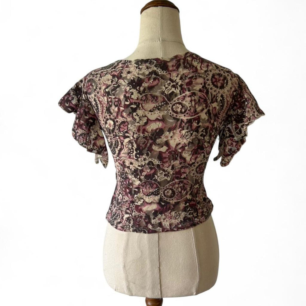 Y2k 2000’s paisley print ruffle top