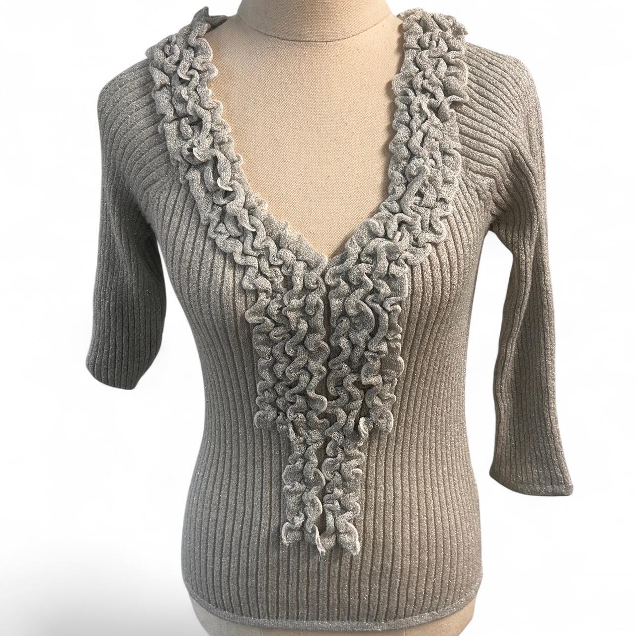 Y2k grey ruffled blouse - Unbranded
