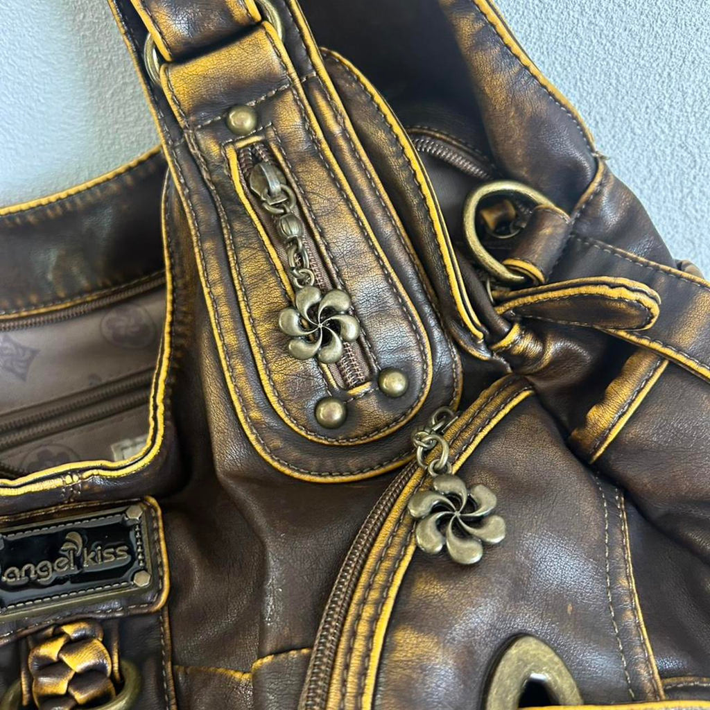 Angel kiss Y2K large distressed brown handbag